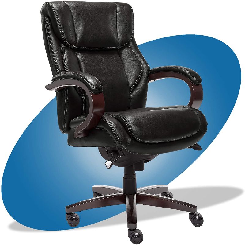 Photo 1 of La-Z-Boy 45783A Bellamy Bonded Leather Executive Office Chair with Memory Foam Cushions, Black
