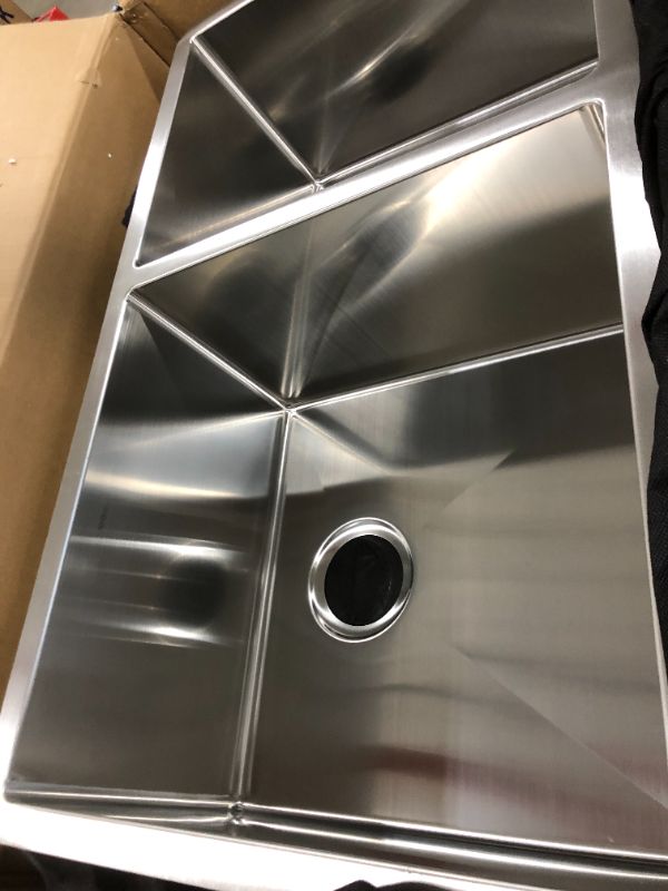 Photo 2 of 33 Inch Undermount 60/40 Double Bowl Kitchen Sink with 16 Gauge Stainless Steel, NoiseDefend™ Technology and Scratch-Resistant Finish
