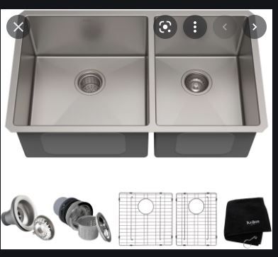 Photo 1 of 33 Inch Undermount 60/40 Double Bowl Kitchen Sink with 16 Gauge Stainless Steel, NoiseDefend™ Technology and Scratch-Resistant Finish
