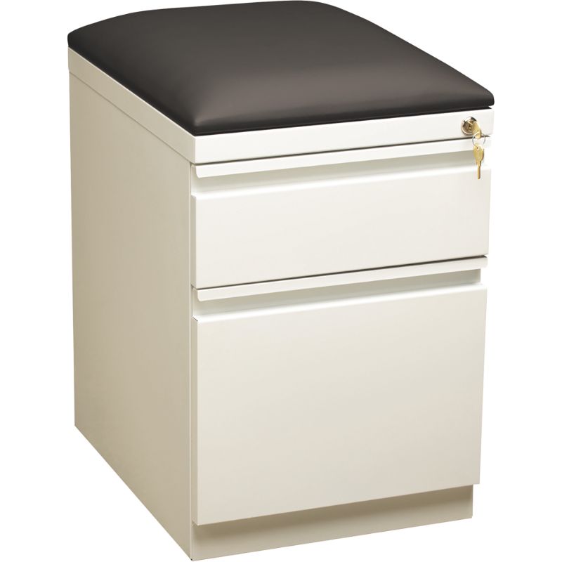 Photo 1 of Hirsh Industries 2-Drawer Mobile Pedestal Cabinet for Letter-Size Files, with Seat – White, 15in.W x 19 7/8in.D x 23 3/4in.H...  WHITE...