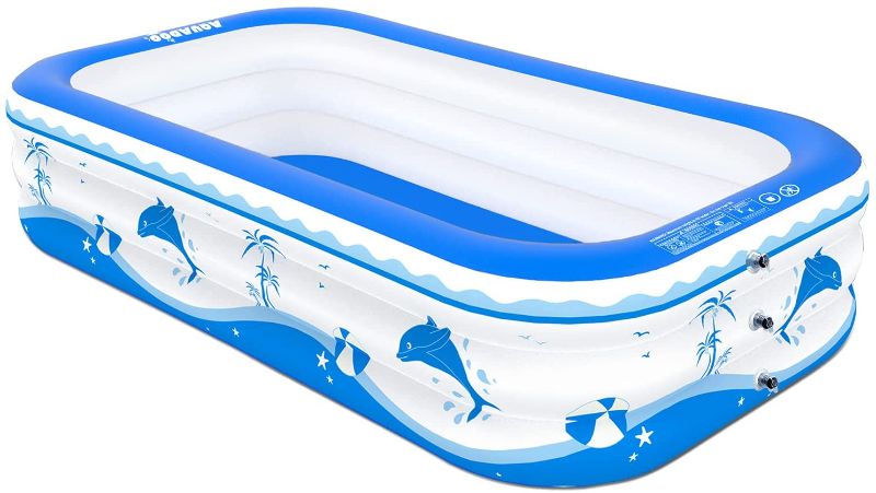 Photo 1 of Aquadoo Family Swimming Inflatable Pool, 118" X 72" X 22" Full-Sized PVC Material Inflatable Lounge Pool for Baby, Kids, Adults Blow up Kiddie Pool for Family Outdoor Garden Backyard