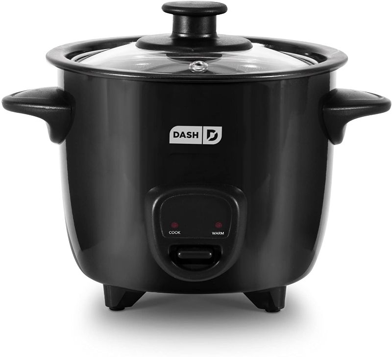 Photo 1 of Dash Mini Rice Cooker Steamer with Removable Nonstick Pot, Keep Warm Function & Recipe Guide, 2 cups, for Soups, Stews, Grains & Oatmeal - Black