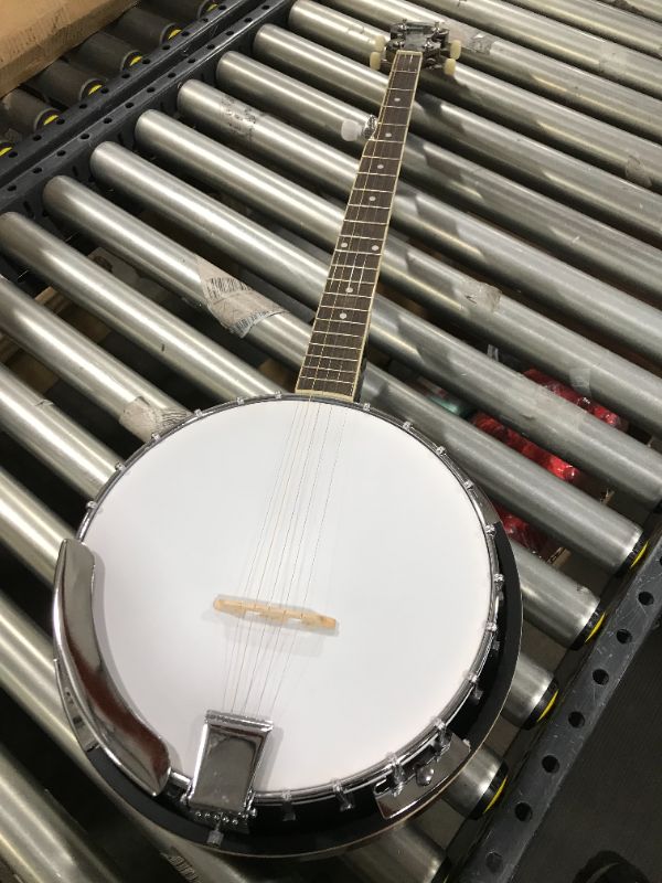 Photo 5 of 5-String Geared Tunable Banjo with White Jade Tune Pegs & Rosewood Fretboard Polished Rich Wood Finish Maplewood Bridge Stand & Truss Rod Adjustment Tool- Pyle PBJ60