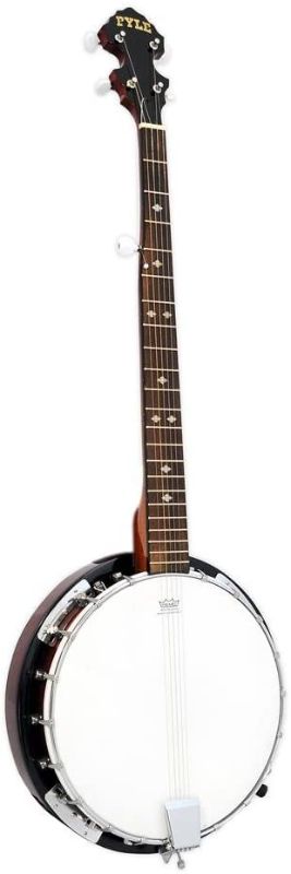 Photo 1 of 5-String Geared Tunable Banjo with White Jade Tune Pegs & Rosewood Fretboard Polished Rich Wood Finish Maplewood Bridge Stand & Truss Rod Adjustment Tool- Pyle PBJ60