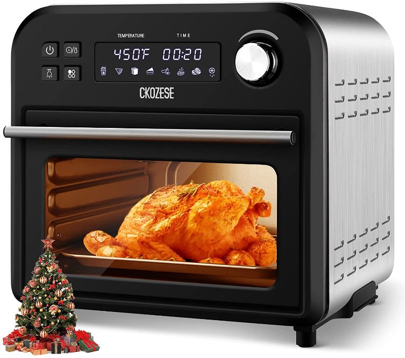 Photo 1 of 8-In-1 Toaster Oven Air Fryer Combo, 6-Slice Small Convection Oven with 6 Rapid Quartz Heaters, Oil-Free Air Fry-Roast-Bake, 1250W Black Polished Stainless Countertop Dehydrator, LED Screen&Recipes
