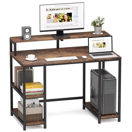 Photo 1 of Tribesigns Computer Desk with Storage Shelves, Industrial Writing Desk 46 inch
