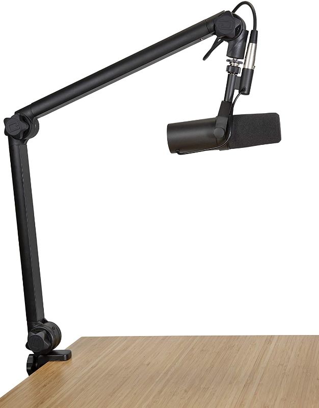 Photo 1 of Gator Frameworks Deluxe Desk-Mounted Broadcast Microphone Boom Stand For Podcasts & Recording; Integrated XLR Cable (GFWBCBM3000)
