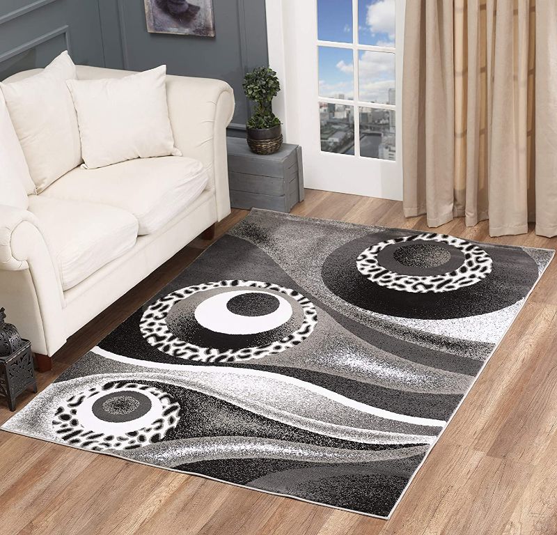 Photo 1 of Glory Rugs Area Rug Circles Cheetah Distract Abstract Carpet Bedroom Living Room Contemporary Dining Accent Sevilla Collection 6959 (4x6, Grey)
