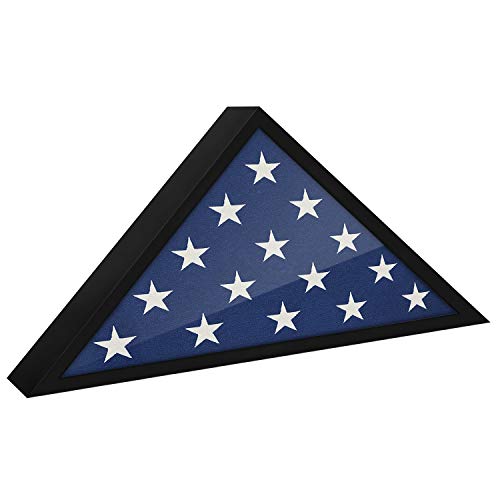 Photo 1 of Americanflat Flag Case for Veterans - Fits a Folded 3' X 5' American Military Flag - Triangle Display with Polished Plexiglass (Black)
