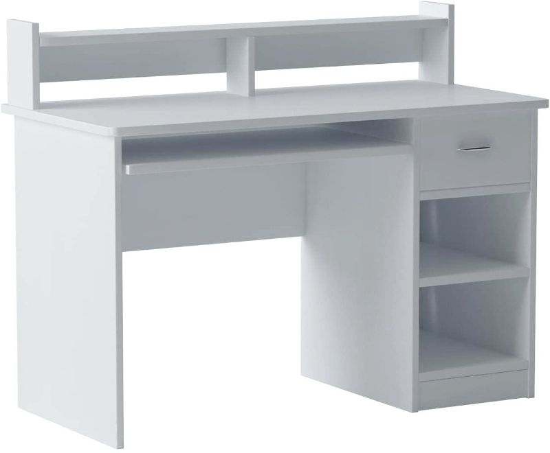 Photo 1 of PARTS! OneSpace Essential Computer Desk, Hutch with Pull-Out Keyboard, White