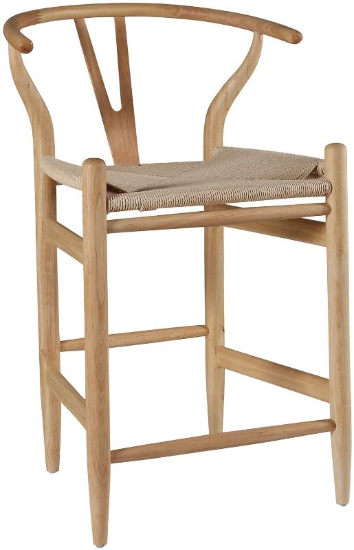 Photo 1 of Amazon Brand – Stone & Beam Wishbone Counter-Height Barstool, 35.5"H, Birch Wood, Natural / Natural