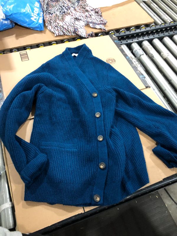 Photo 1 of Amazon Essentials Blue Knit Button Up Sweater, XXL