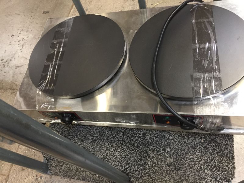 Photo 7 of Commercial Crepe Maker, 16" Stainless Steel Double Hotplate Electric Crepe Maker Machine 3KW+3KW Non-Stick Pancake Maker Temperature Adjustable 50-300? (122-572?)
