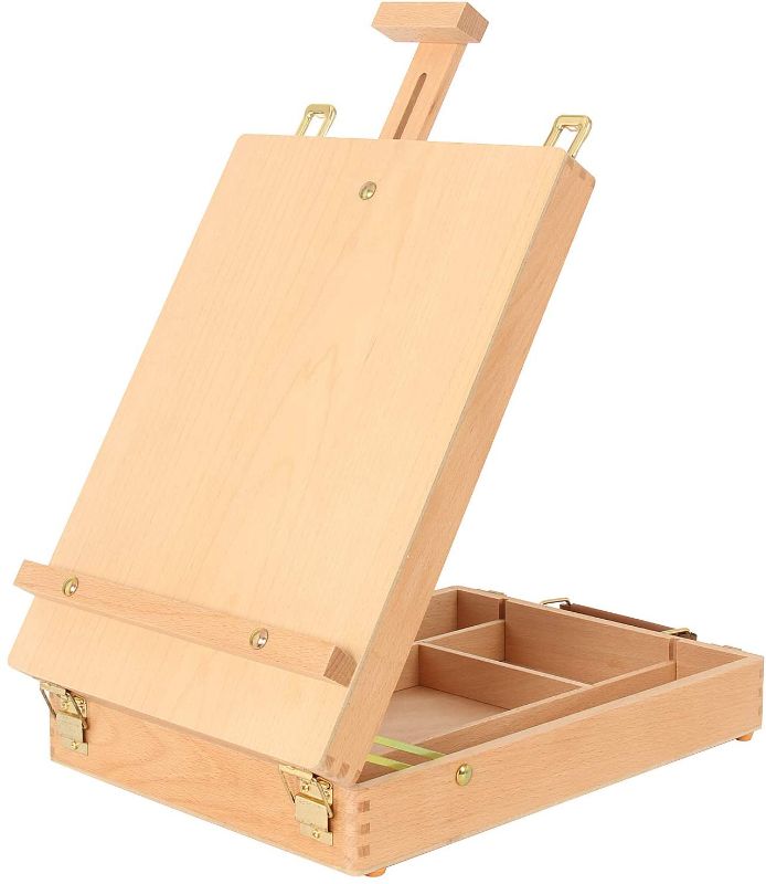 Photo 1 of Art Supplies Box Easel Sketchbox Painting Storage Box, Adjust Wood Tabletop Easel for Drawing & Sketching Student (Painting Easel Box)
