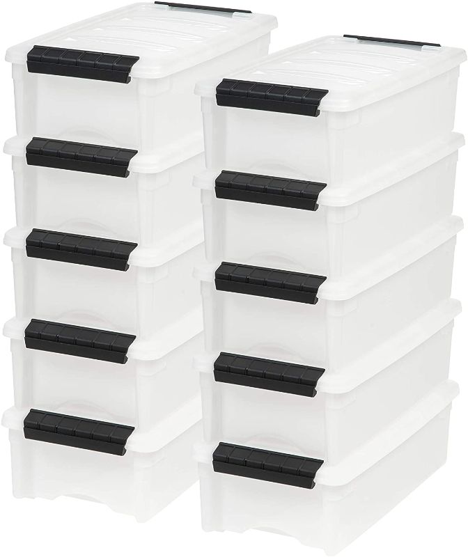 Photo 1 of IRIS 10pk 5qt Stack & Pull Storage Box Clear