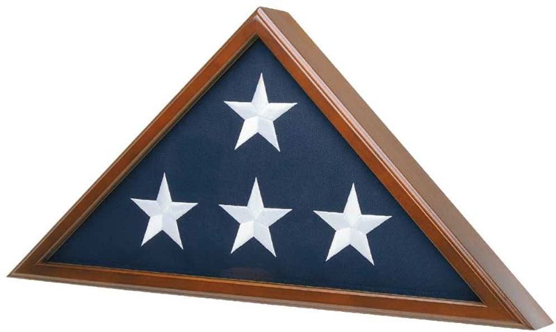 Photo 1 of American Veteran 5' x 9.5' Burial Flag Case, Walnut Finish with polished glass