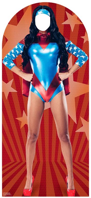 Photo 1 of Cardboard People Woman Super Hero Stand-in Life Size Cardboard Cutout Standup