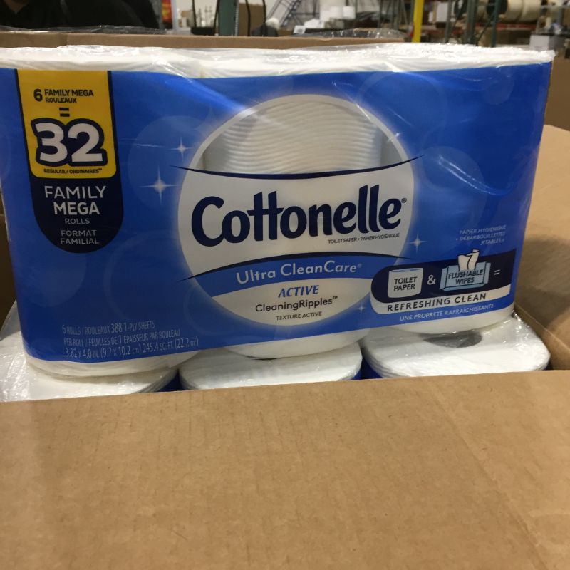 Photo 2 of Cottonelle Ultra CleanCare Strong Toilet Paper with Active Cleaning Ripples, 6 Family Mega Rolls, Bath Tissue (6 Family Mega Rolls = 32 Regular Rolls)