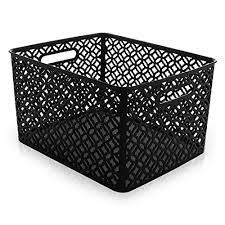 Photo 1 of BINO Woven Plastic Storage Basket, Med (Black)
