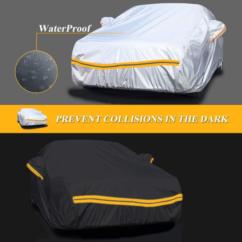 Photo 1 of Autsop Car Cover Waterproof All Weather,6 Layers Car Cover UV Wind Hail Snow Protection Full car Cover with Zipper Cotton, Universal A0-(Fits Sedan up to 170")
