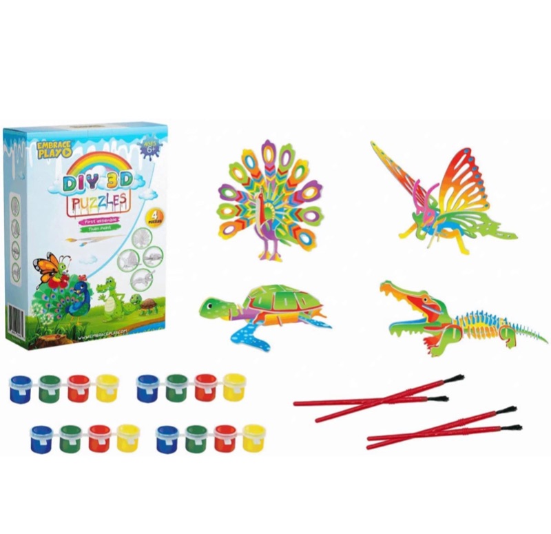 Photo 1 of Embrace Play Model Building Includes Paint and Brushes - STEM Toy Good as Brain Teaser - IQ Builder - Fun Arts and Crafts - Painting Kits 2pck