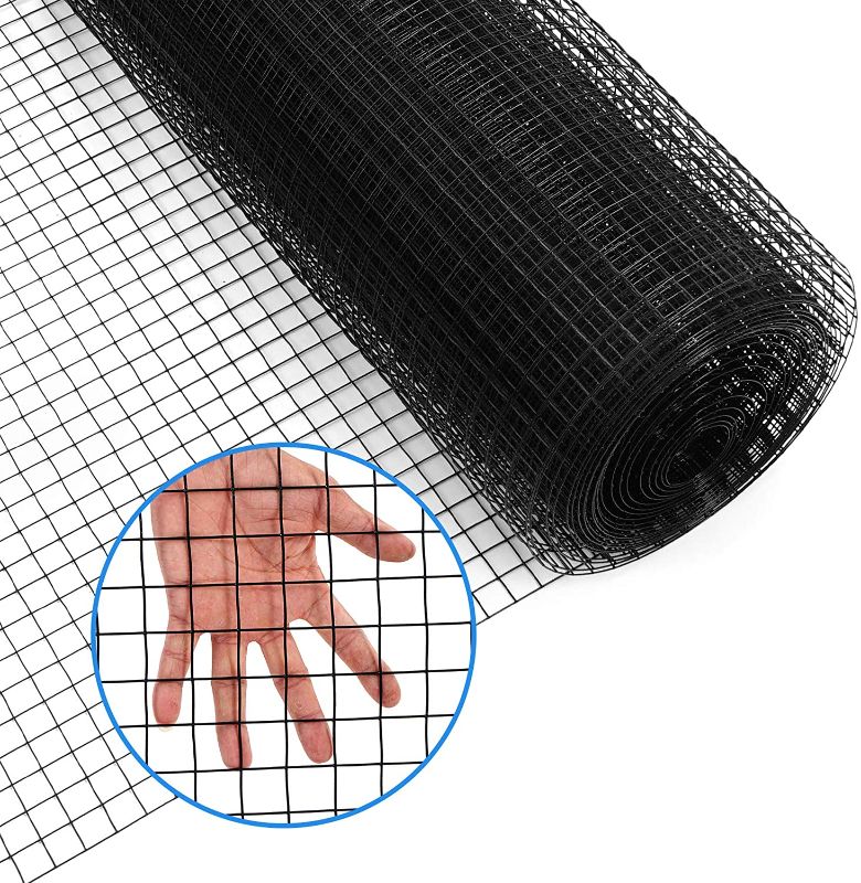 Photo 1 of 24'' x 50' 1inch Hardware Cloth 16 Gauge Black Vinyl Coated Welded Fence Mesh for Home and Garden Fence and Home Improvement Project (24'' x 50')
