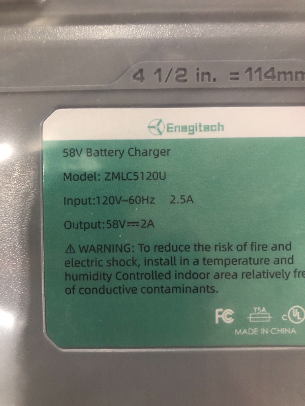 Photo 4 of Enegitech 58V Lithium-ion Charger for Enegitech 58V Battery Power Head System (Charger Only)
