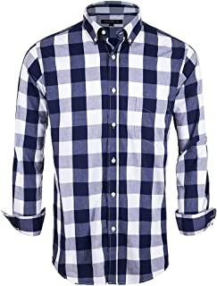 Photo 1 of 100% Cotton Regular Fit/Classic Fit Mens Long Sleeve and Short Sleeve Shirts Button Down Shirts for Men (Navy White 095,3XL)
