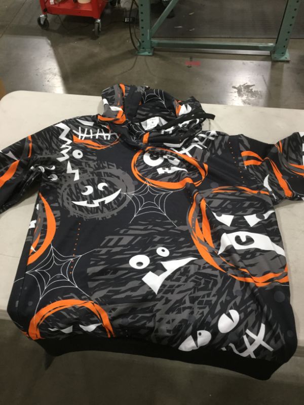 Photo 2 of ENVMENST Mens Halloween Hoodies Fun Pumpkins Printed Pullover Drawstring Medium