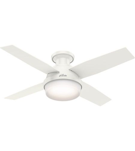 Photo 1 of Hunter Dempsey 44-in Fresh White LED Indoor Flush Mount Ceiling Fan with Light and Remote (4-Blade)