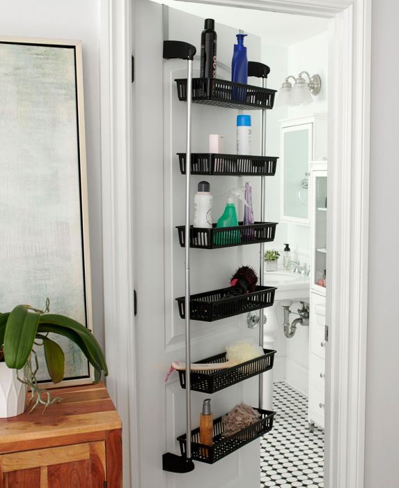 Photo 1 of Household Essentials Over-the-Door 6-Shelf Storage Rack, Black
