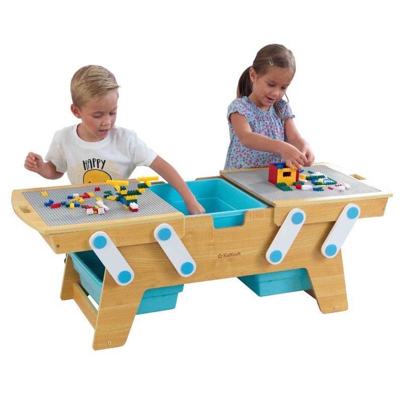 Photo 1 of KidKraft Building Bricks Play N Store Wooden Table, Kids Activity Table, Natural

