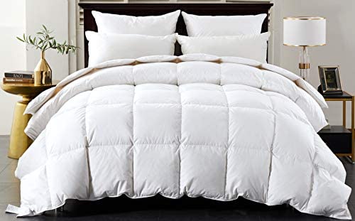 Photo 1 of Allrange Natural Down Feather Quilted Comforter (King) Duvet, 60% White Duck Down, 100% Cotton Plain Weave Cover, Corner Loops, RDS Certified, Oeko-TEX Certified, Down Proof, White 