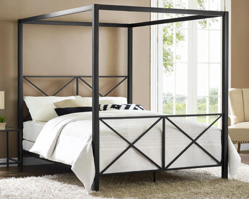 Photo 1 of Dorel Rosedale Black Metal Canopy Queen Bed