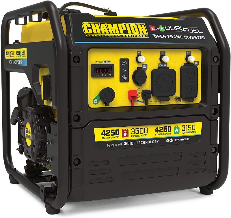 Photo 1 of Champion Power Equipment 200914 4250-Watt Open Frame Inverter Generator, Dual Fuel Technology
