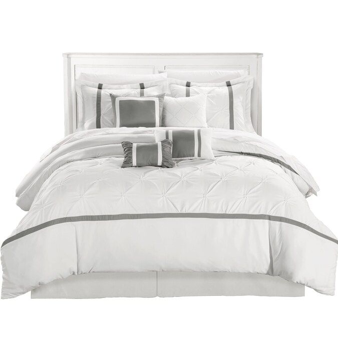 Photo 1 of Chic Home Design Vermont 8-Piece White Queen Comforter Set
