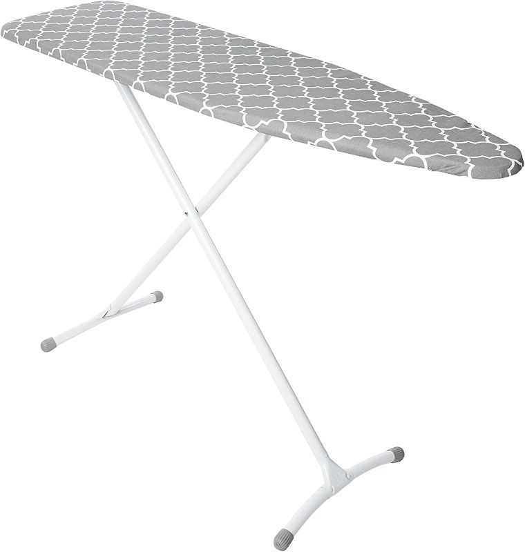 Photo 1 of HOMZ Steel Ironing Board Contour Grey & White Cover, Grey Lattice, 53 x 35 x 13 inches
