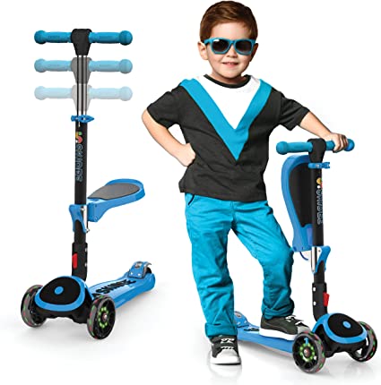 Photo 1 of RideVOLO K02 2-in-1 Kick Scooter with Removable Seat Great for 2-6 Years Old – Adjustable Height Extra-Wide Deck PU Flashing Wheels
