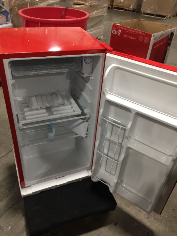 Photo 3 of Coca-Cola 3.2 cu. ft. Mini Fridge in Red with Freezer