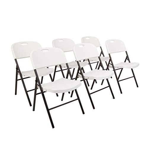 Photo 1 of Amazon Basics Folding Plastic Chair, 350-Pound Capacity, White, 6-Pack
