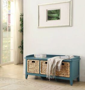 Photo 1 of Acme Flavius Bench with Storage in Teal Finish 96761