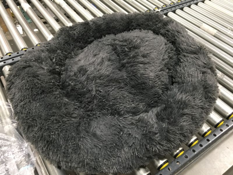 Photo 1 of 28 INCH FUZZY PET BED, DARK GREY