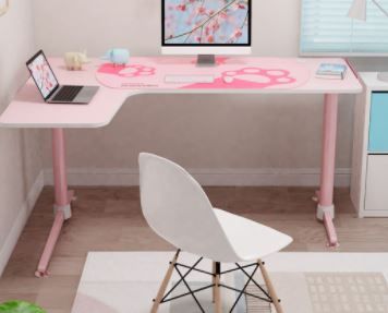 Photo 1 of L60 L Shape Pink Gaming Desk, L