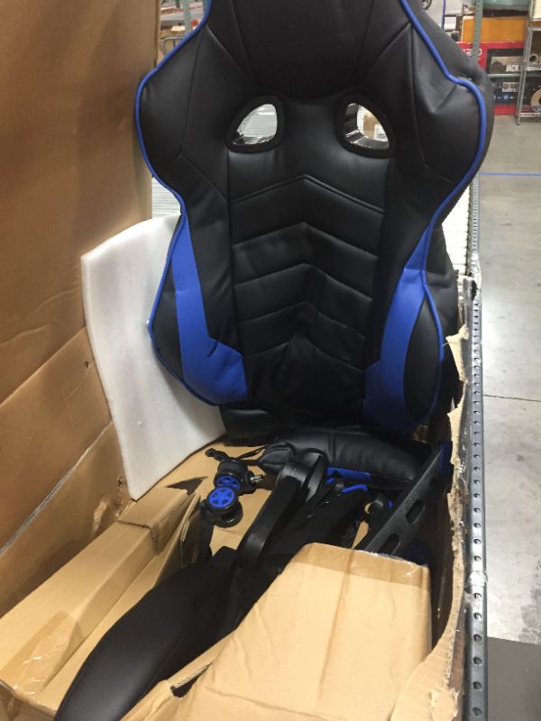 Photo 1 of RESPAWN Adjustable & Lumbar Support Swivel Gaming Chair, Blue
