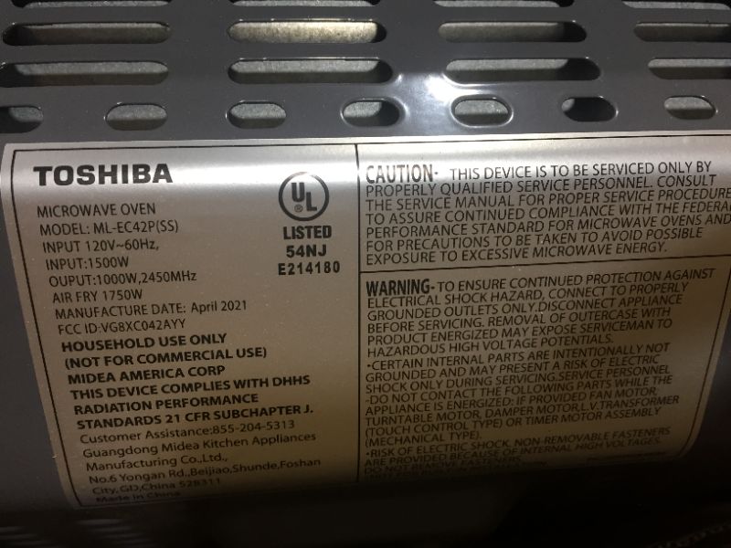 Photo 6 of Toshiba ML-EC42P(SS) Microwave Oven with Healthy Air Fry, Smart Sensor, Easy-to-Clean Stainless