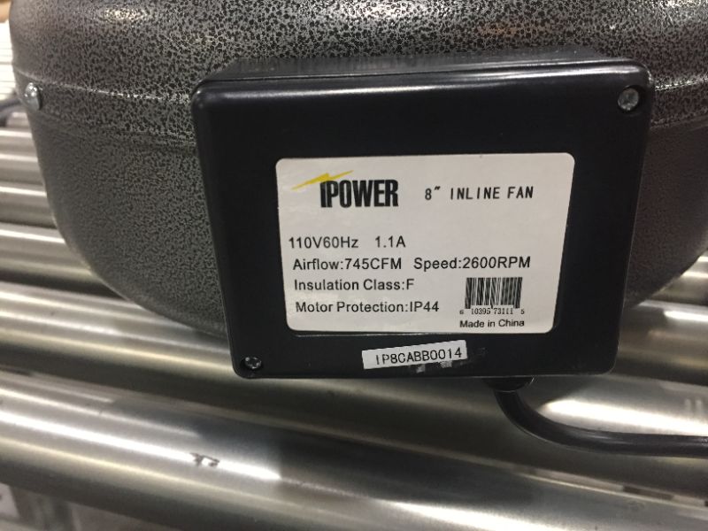 Photo 2 of iPower 8 Inch 750 CFM Inline Duct Ventilation Fan HVAC Exhaust Blower