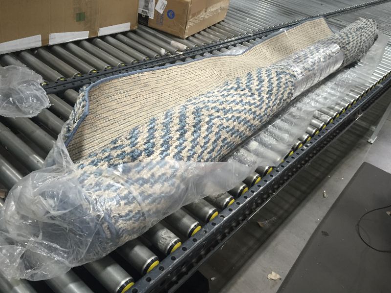 Photo 1 of 92 INCH WIDTH HOME AREA RUG, BLUE/WHITE PATTERN