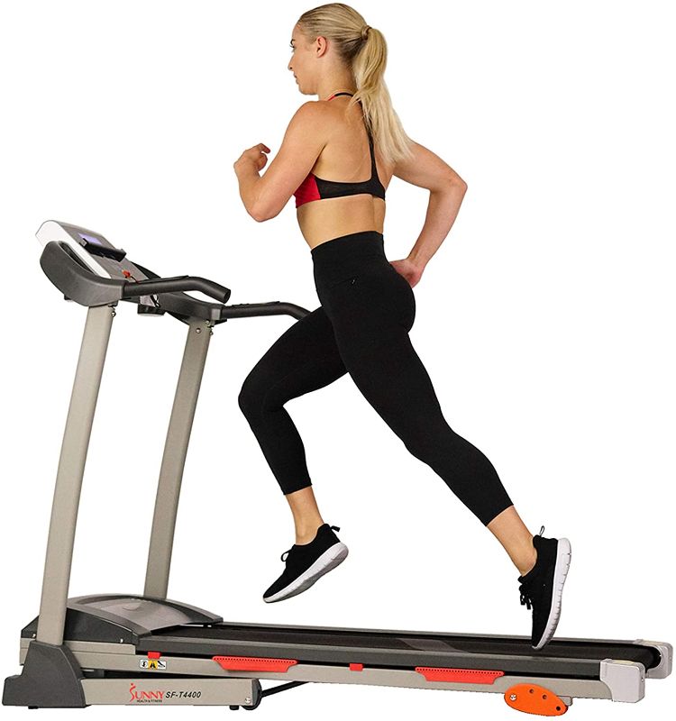 Photo 1 of Sunny Health & Fitness Folding Treadmill with Device Holder, Shock Absorption and Incline
