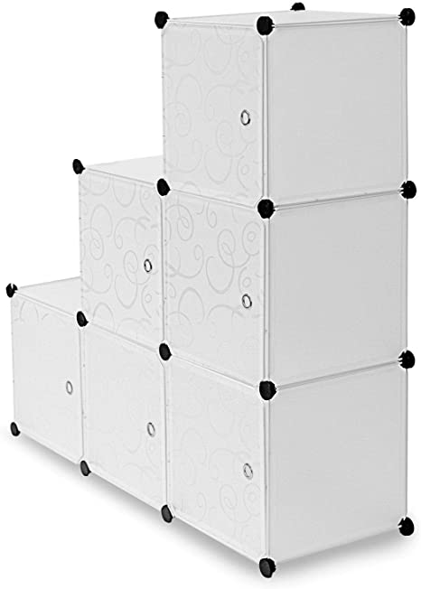 Photo 1 of Cube Storage Organizer | Stackable Portable Closet Organizer Shelves, Modular Cabinet with Doors and Hammer, Translucent White