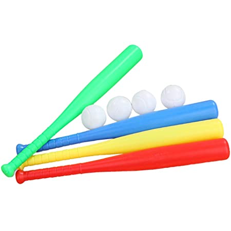 Photo 1 of 4 Sets Baseball Bat Toy 4 Balls Kids Baseball Tee Game Plastic Kids T Ball Baseball Set Toy for Toddlers Children